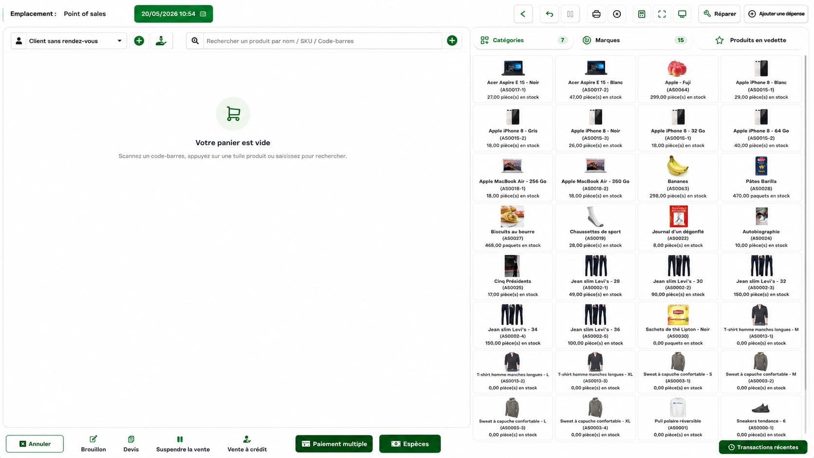 Aperçu de l'application Bpro POS